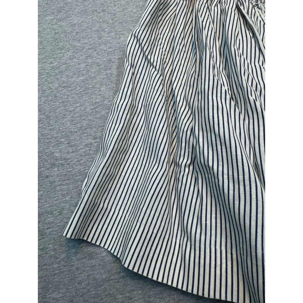 Vintage 1980s Girls Sailor Dress Smocked Nautical Striped Handmade Approx 4T